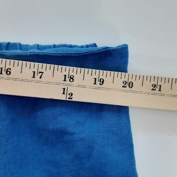 Vintage 100% Linen Wide Leg Trousers Crop Blue Elastic Waist Pedal Pushers 18W - Picture 8 of 13